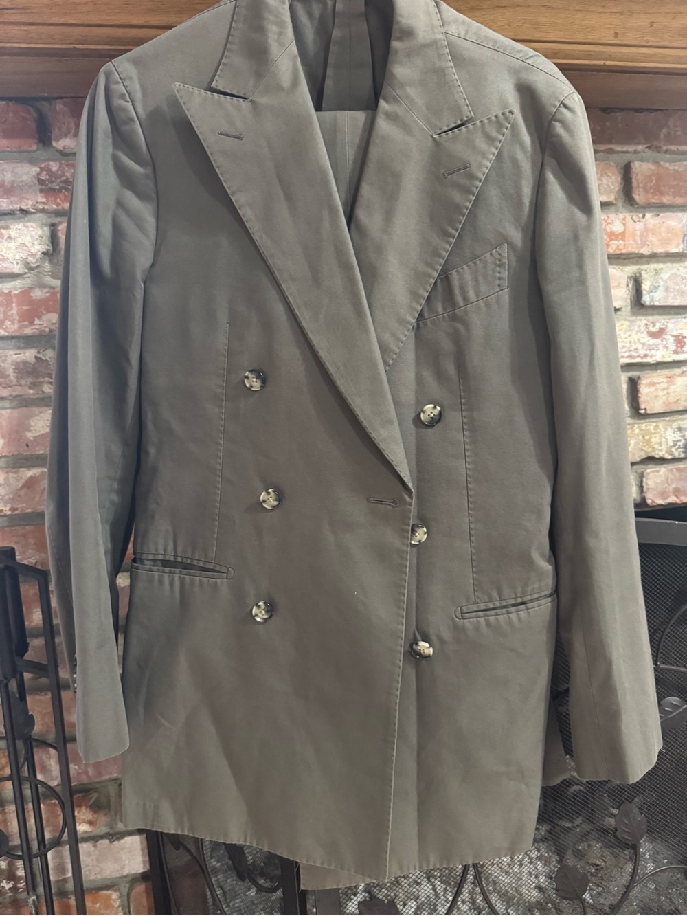 Suitsupply Double-Breasted Olive Green Men's Blazer